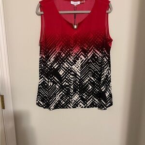 Calvin Klein Red and Black Sleeveless Tank Top